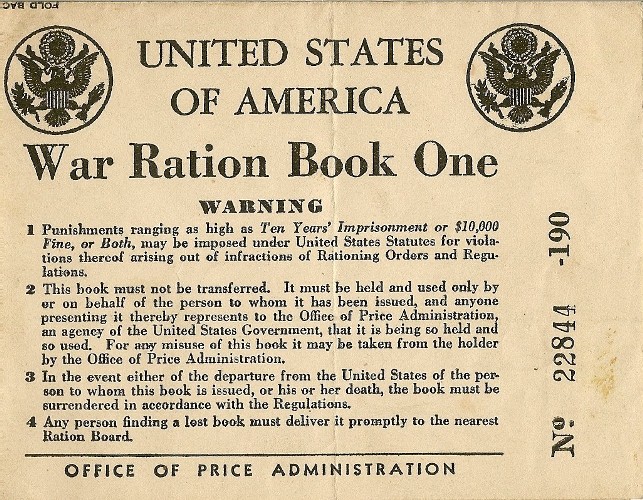 U.S. war ration book from the 1940s